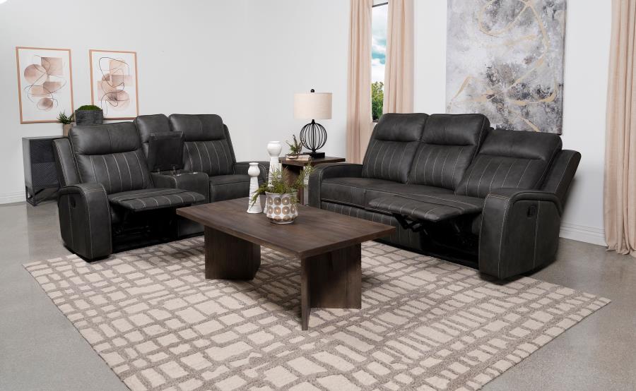 Raelynn 2-piece Upholstered Reclining Sofa Set Grey view 2