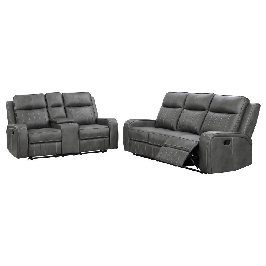 Raelynn 2-piece Upholstered Reclining Sofa Set Grey view 3