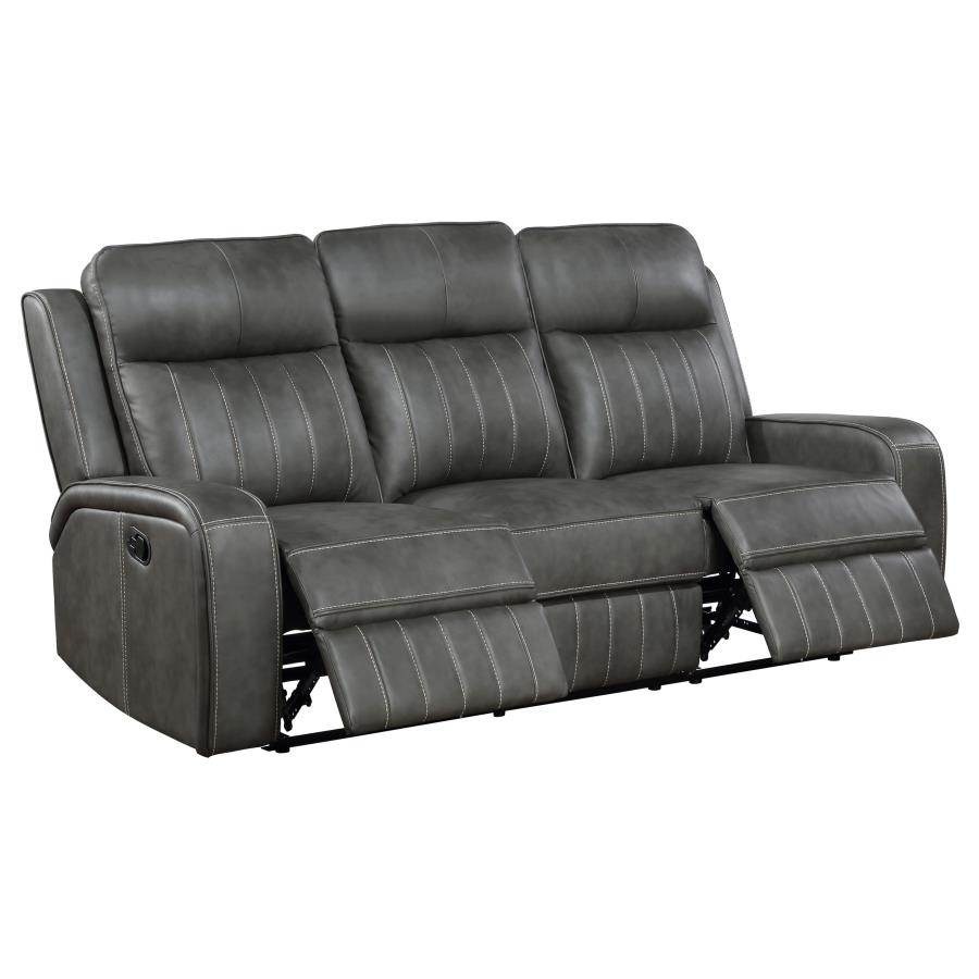 Raelynn 3-piece Upholstered Reclining Sofa Set Grey view 4