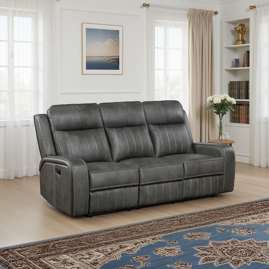 Raelynn Upholstered Track Arm Motion Sofa Grey view 2