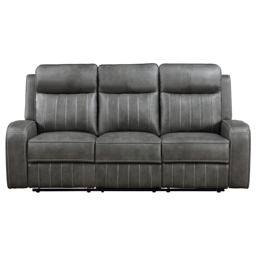 Raelynn Upholstered Track Arm Motion Sofa Grey view 4