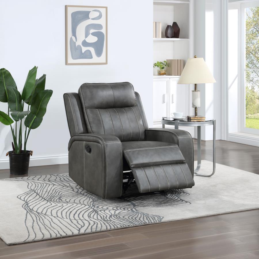 Raelynn Upholstered Track Arm Recliner Grey view 3
