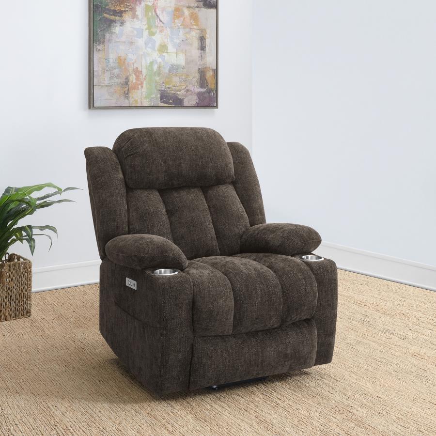 Houston Upholstered Power Lift Recliner Chair Dark Brown view 2