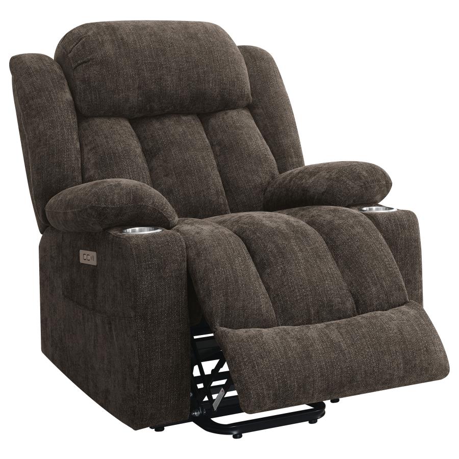 Houston Upholstered Power Lift Recliner Chair Dark Brown view 5