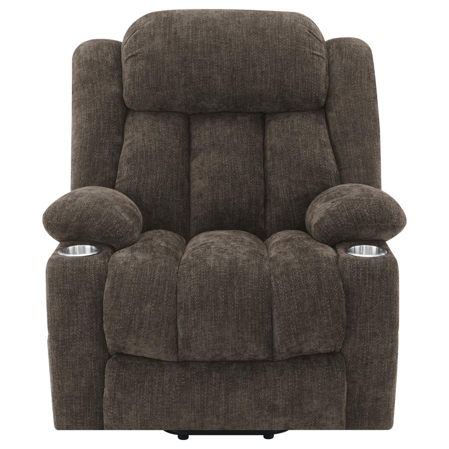 Houston Upholstered Power Lift Recliner Chair Dark Brown view 7