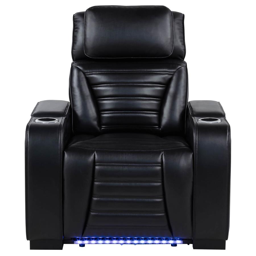 Zuma Faux Leather Upholstered Dual Power LED Recliner Black view 5