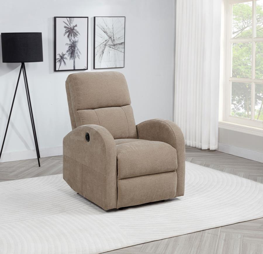 Grant Fabric Upholstered Power Recliner Chair Camel view 2