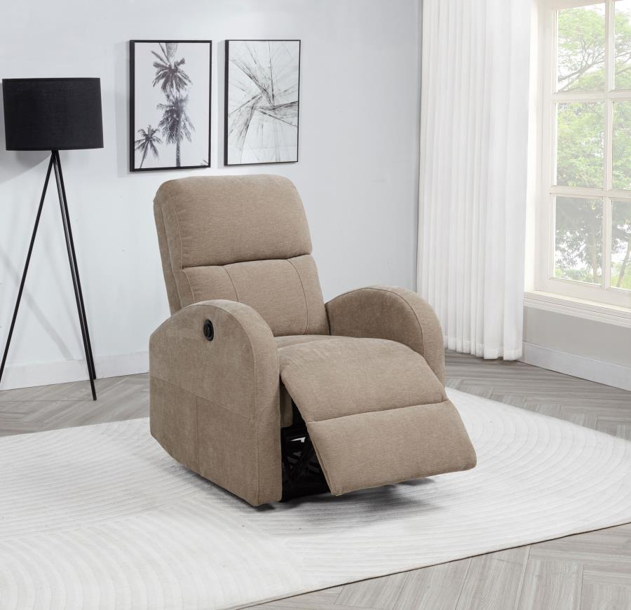 Grant Fabric Upholstered Power Recliner Chair Camel view 3