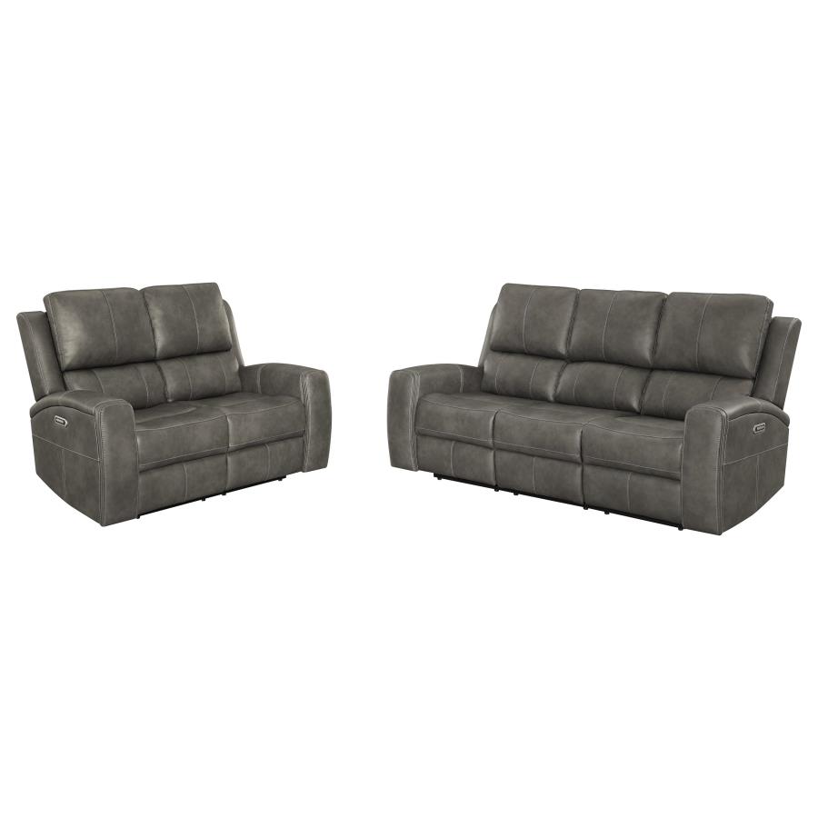 Brickston 2-piece Triple Power Reclining Sofa Set Charcoal view 2