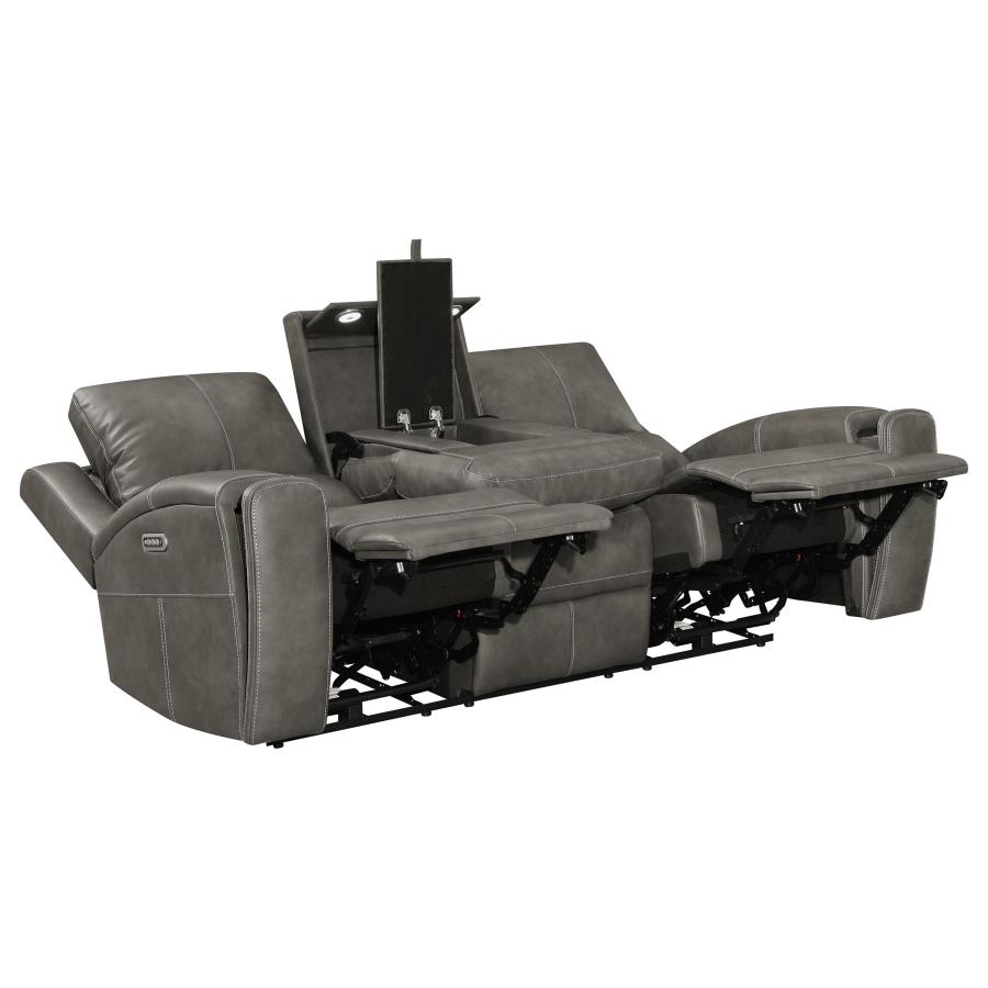 Brickston 2-piece Triple Power Reclining Sofa Set Charcoal view 4