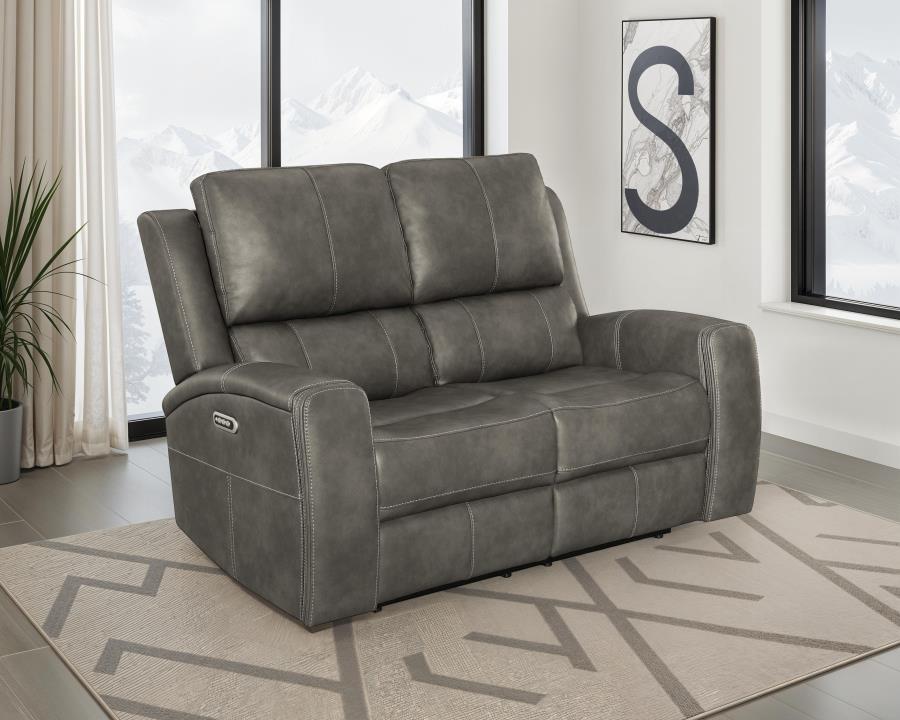 Brickston Triple Power Reclining Loveseat Charcoal view 2
