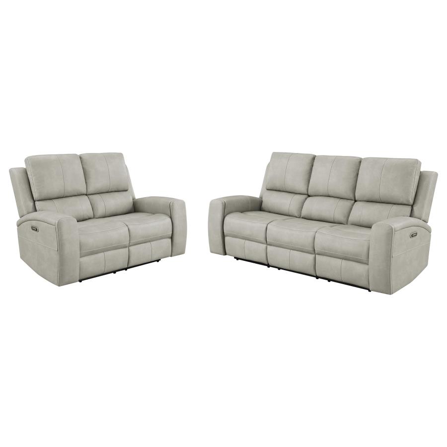Brickston 2-piece Triple Power Reclining Sofa Set Grey view 2
