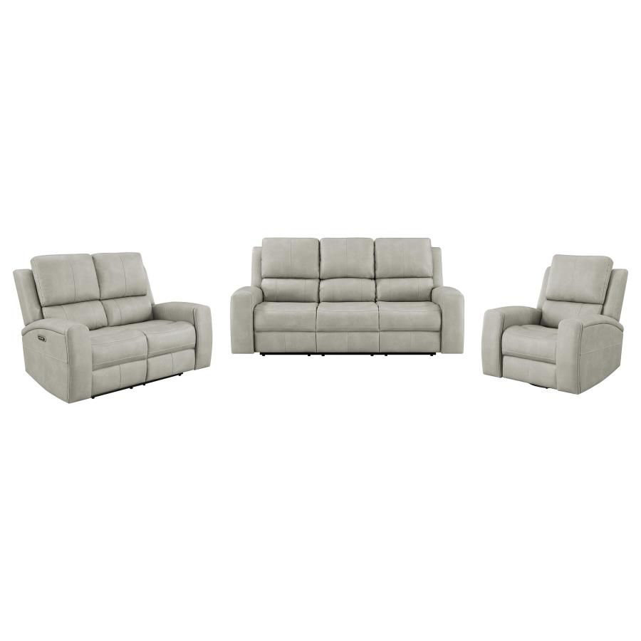 Brickston 3-piece Triple Power Reclining Sofa Set Grey view 2