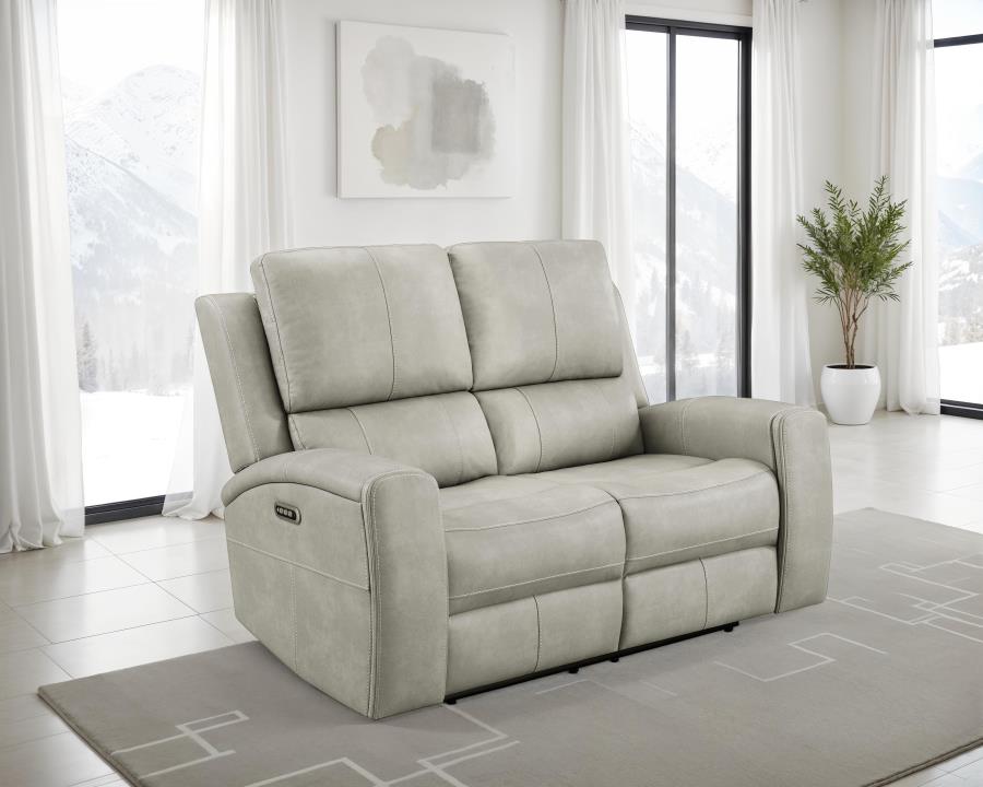 Brickston Triple Power Reclining Loveseat Grey view 2