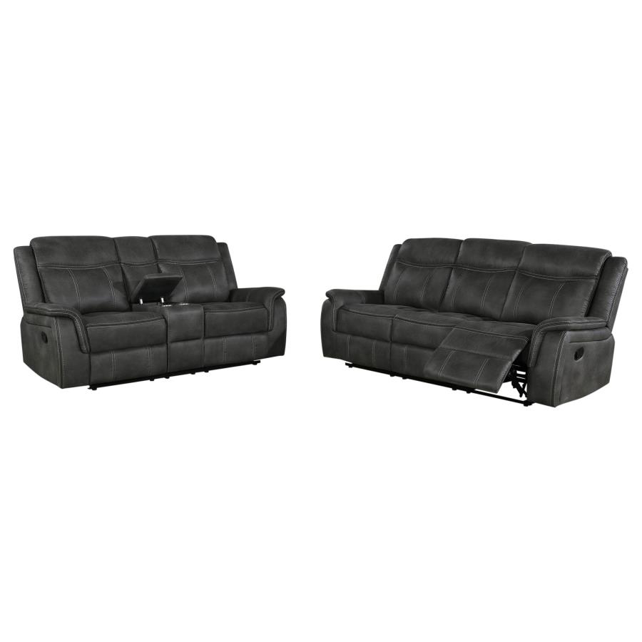 Lawrence 2-piece Upholstered Reclining Sofa Set Charcoal view 2