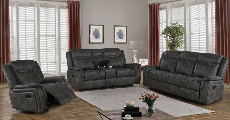 Lawrence Upholstered Padded Arm Reclining Sofa Charcoal view 6