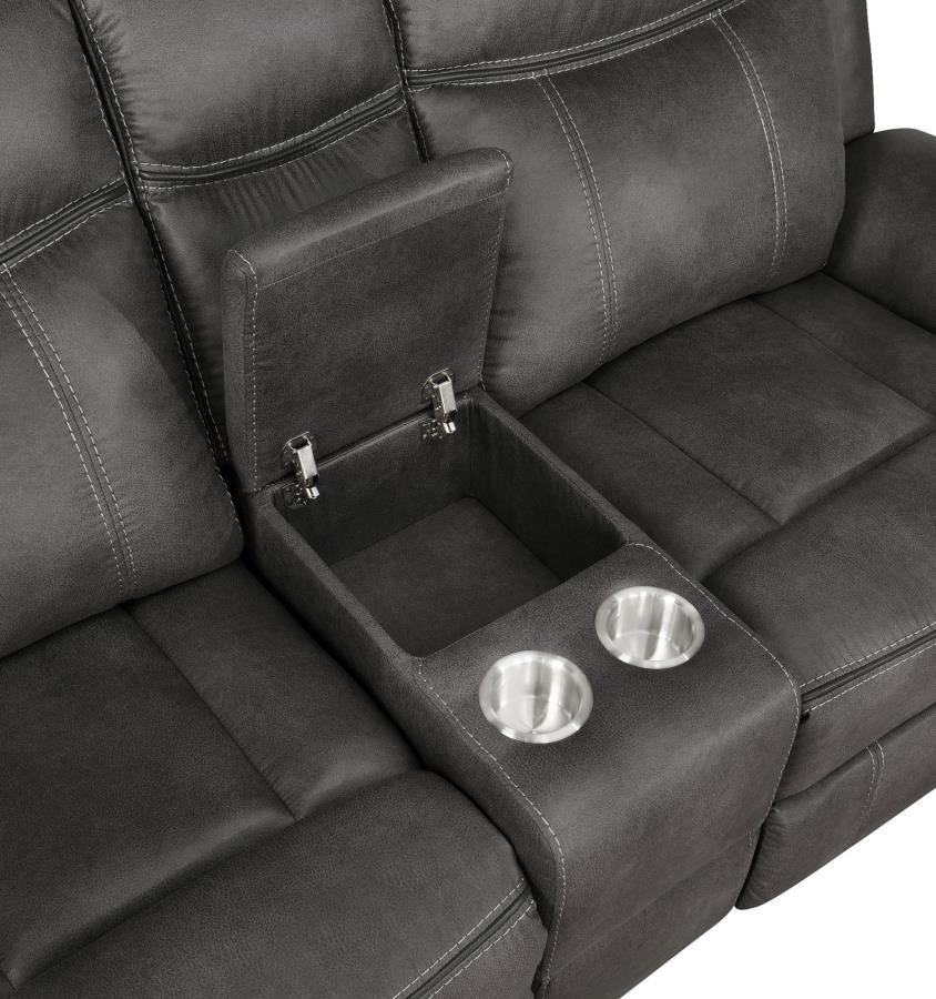 Lawrence Upholstered Padded Arm Reclining Loveseat Charcoal view 3
