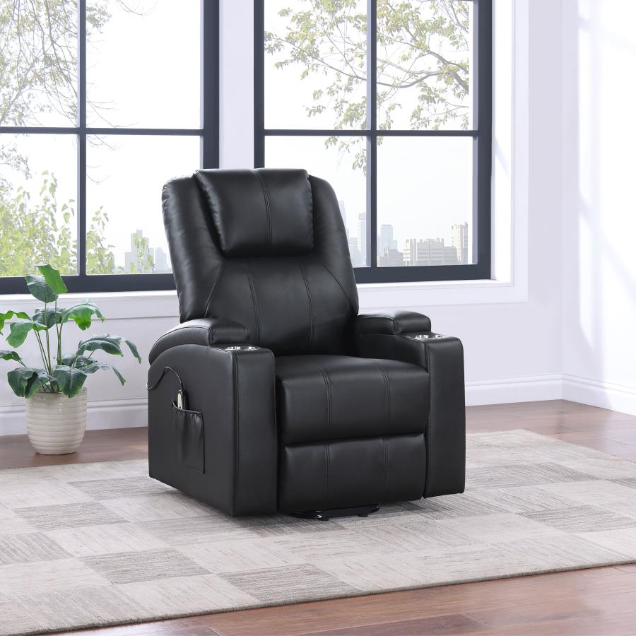 Armstrong Upholstered Power Lift Massage Recliner Espresso view 2