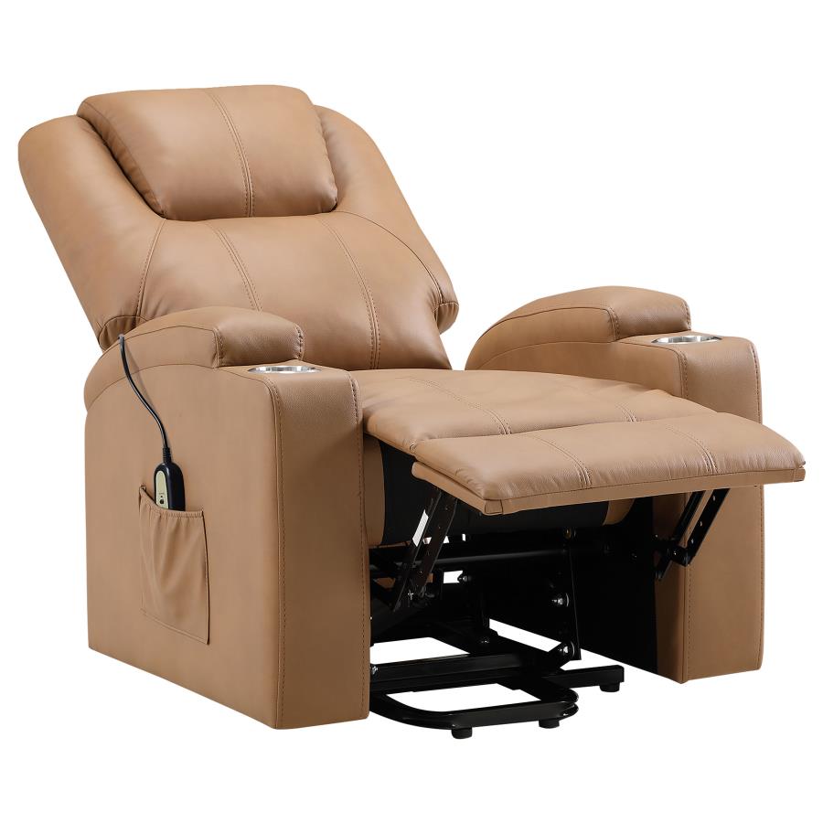 Armstrong Upholstered Power Lift Massage Recliner Camel view 6