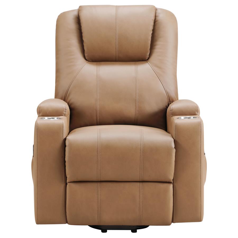Armstrong Upholstered Power Lift Massage Recliner Camel view 7