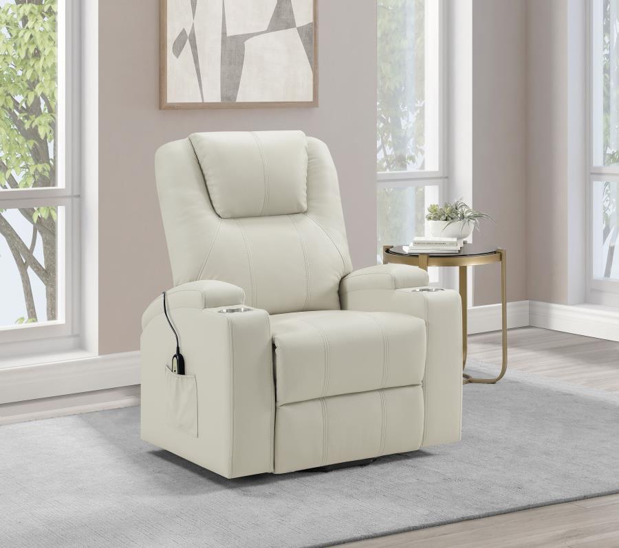Armstrong Upholstered Power Lift Massage Recliner Ivory view 2