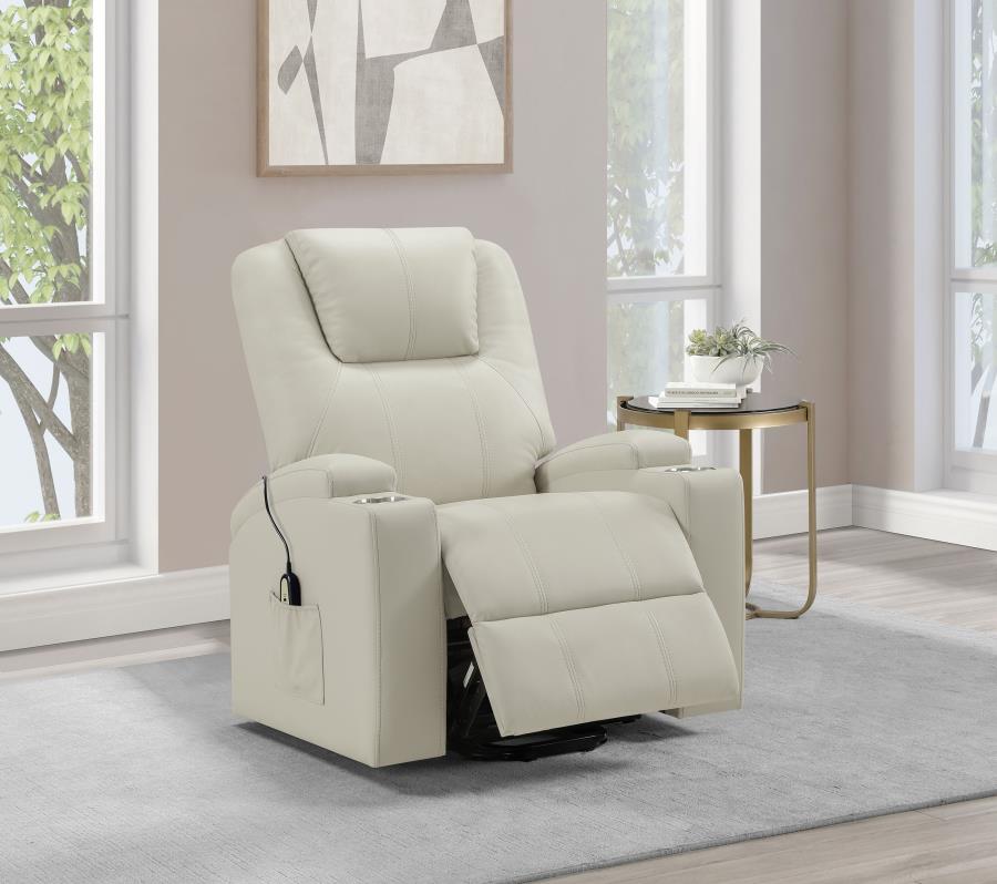 Armstrong Upholstered Power Lift Massage Recliner Ivory view 3