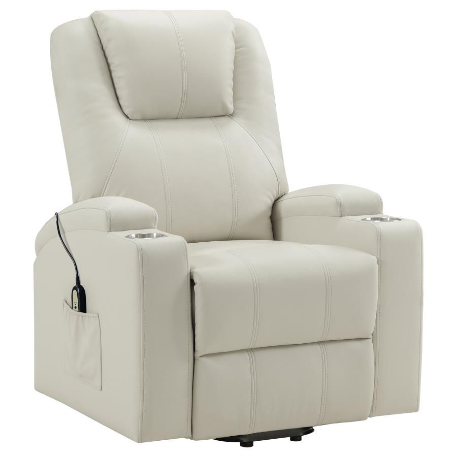 Armstrong Upholstered Power Lift Massage Recliner Ivory view 5