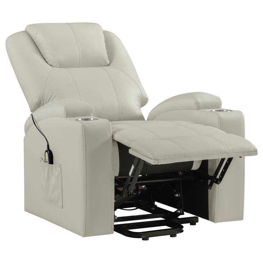 Armstrong Upholstered Power Lift Massage Recliner Ivory view 6