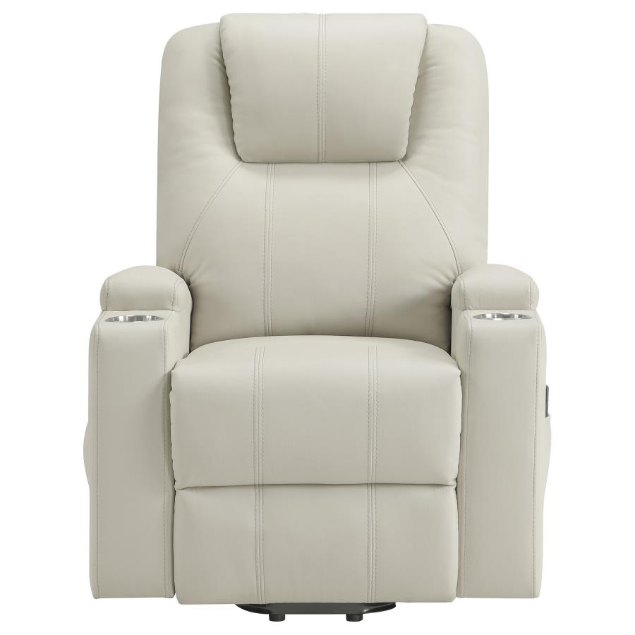 Armstrong Upholstered Power Lift Massage Recliner Ivory view 7