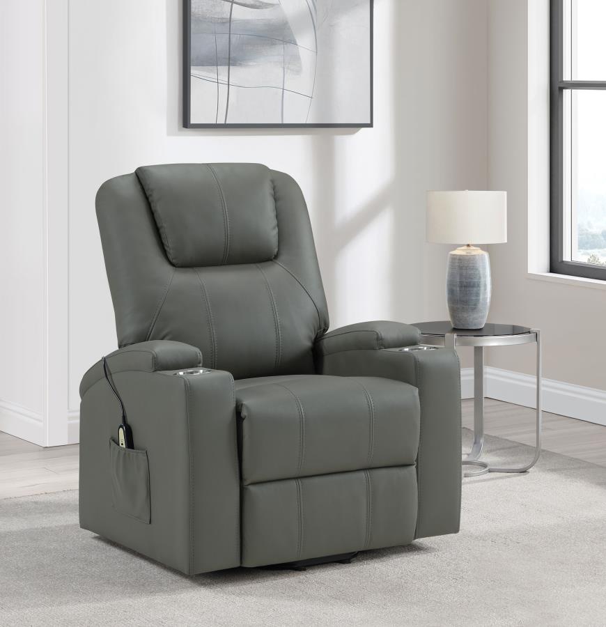 Armstrong Upholstered Power Lift Massage Recliner Grey view 2