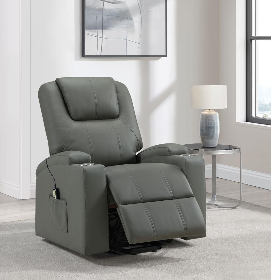 Armstrong Upholstered Power Lift Massage Recliner Grey view 3