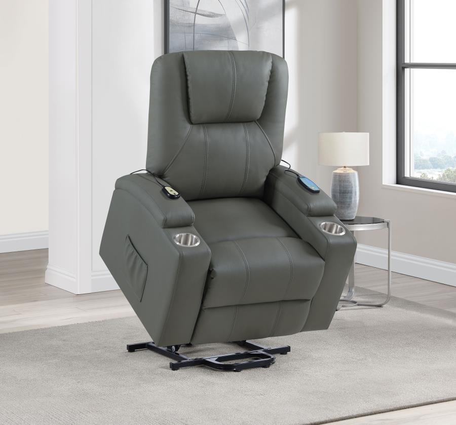 Armstrong Upholstered Power Lift Massage Recliner Grey view 4