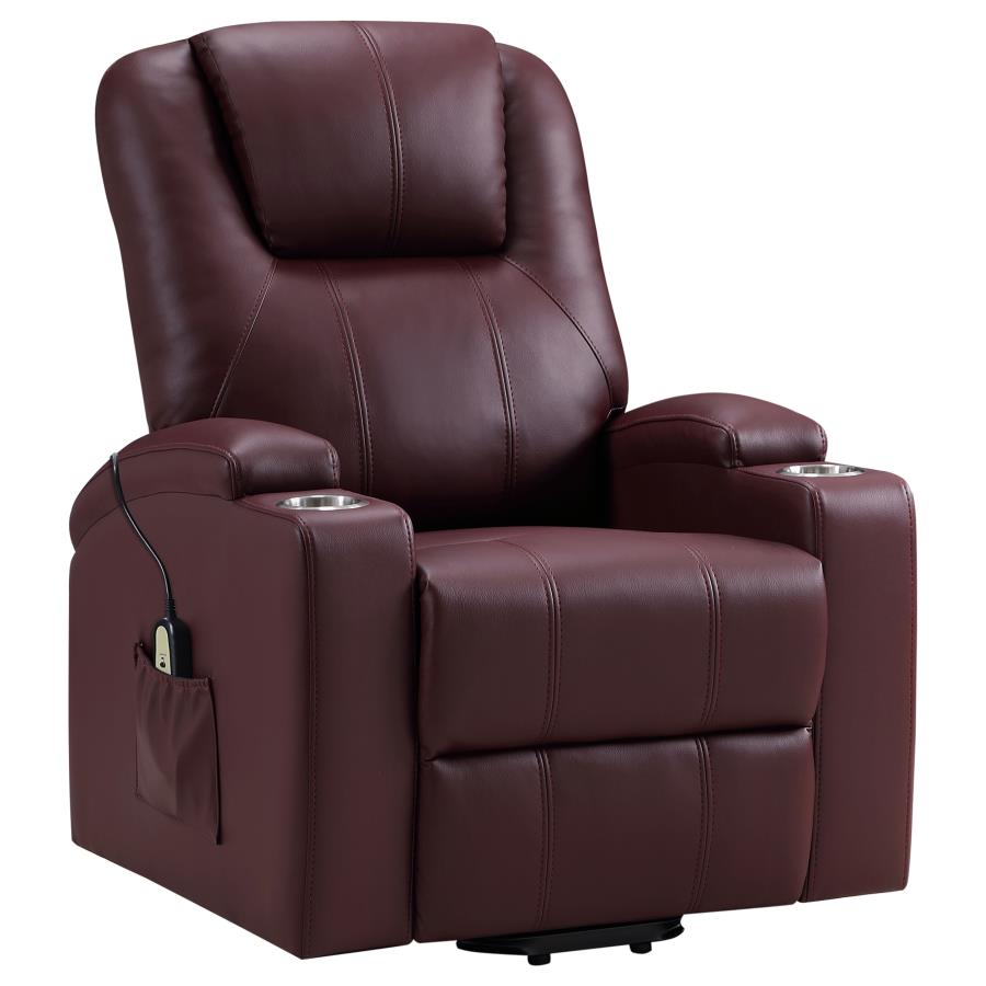 Armstrong Upholstered Power Lift Massage Recliner Wine view 5
