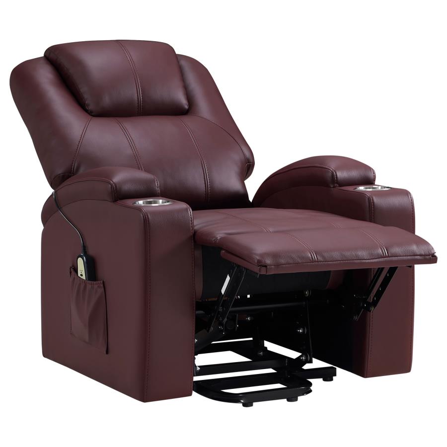 Armstrong Upholstered Power Lift Massage Recliner Wine view 6