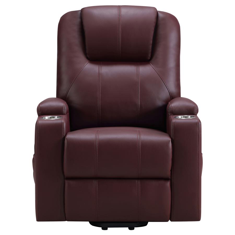 Armstrong Upholstered Power Lift Massage Recliner Wine view 7