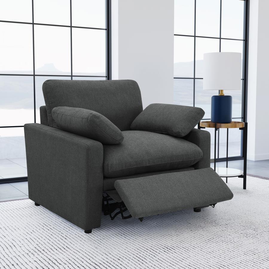 Collins Upholstered Power Recliner Chair Dark Grey view 3