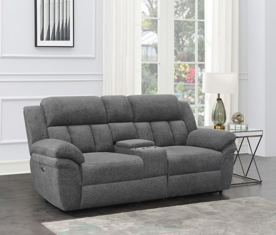 Bahrain Upholstered Power Loveseat Charcoal view 2