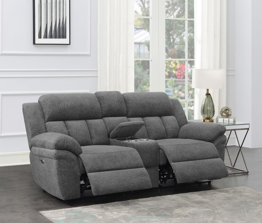 Bahrain Upholstered Power Loveseat Charcoal view 3
