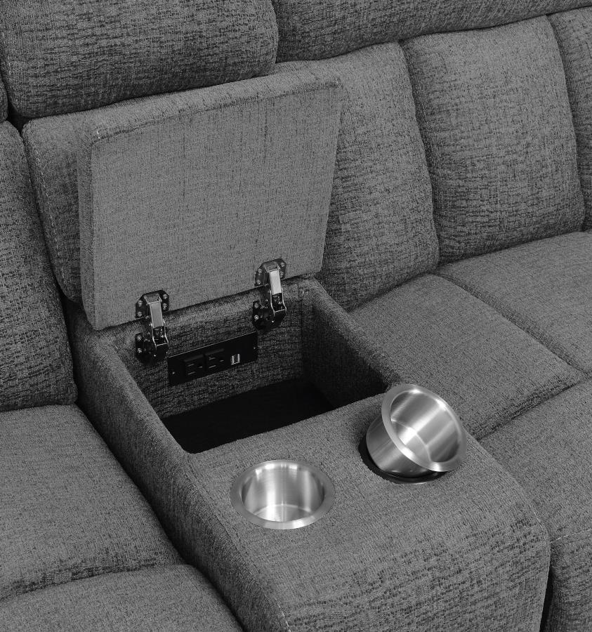 Bahrain Upholstered Power Loveseat Charcoal view 6
