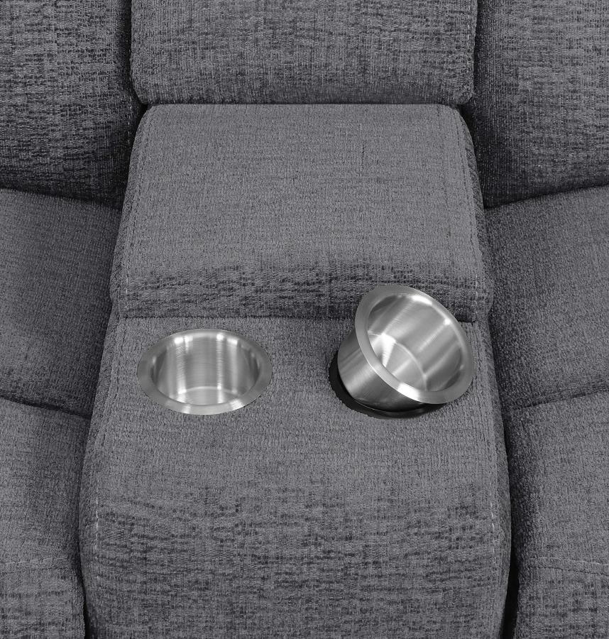 Bahrain Upholstered Power Loveseat Charcoal view 7