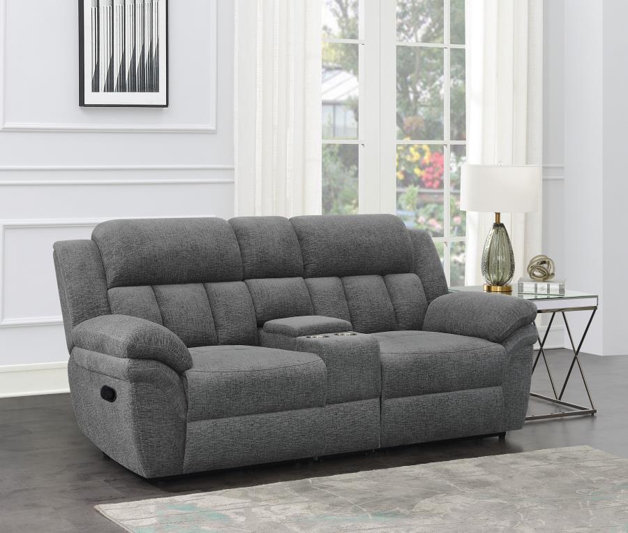 Bahrain Upholstered Motion Loveseat Charcoal view 2