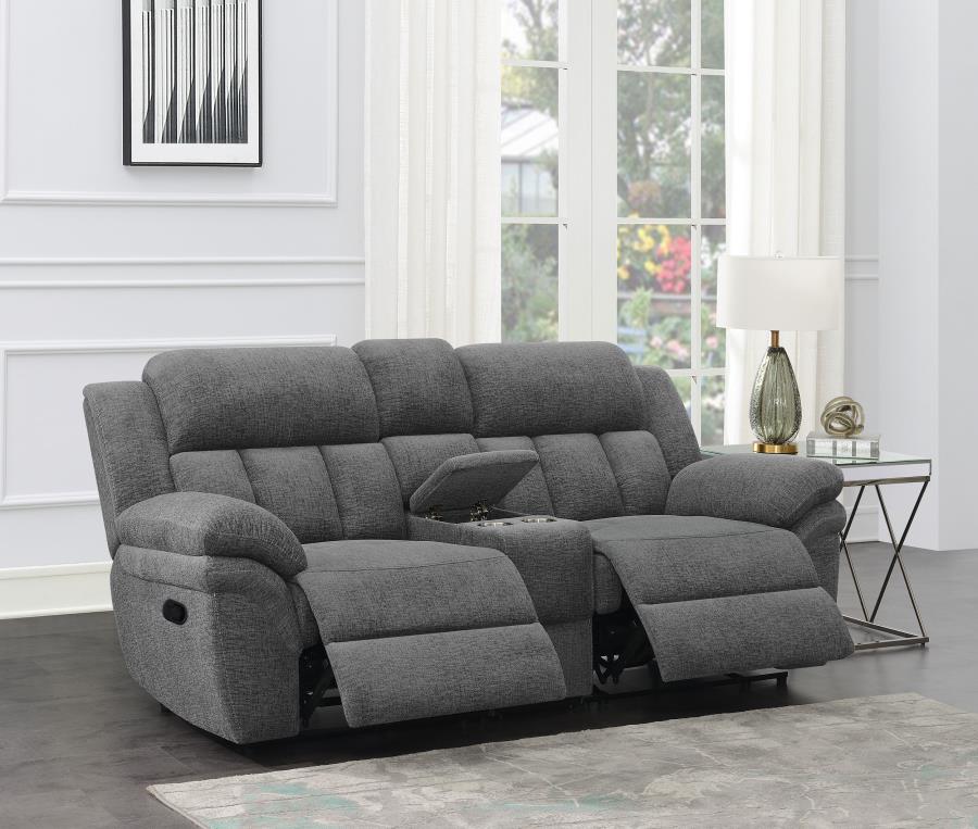 Bahrain Upholstered Motion Loveseat Charcoal view 3