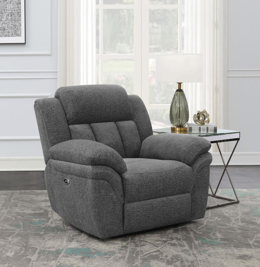 Bahrain Upholstered Power Glider Recliner Charcoal view 2