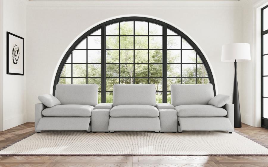 Collins 5-Piece Power Reclining Home Theater Seating Grey view 3