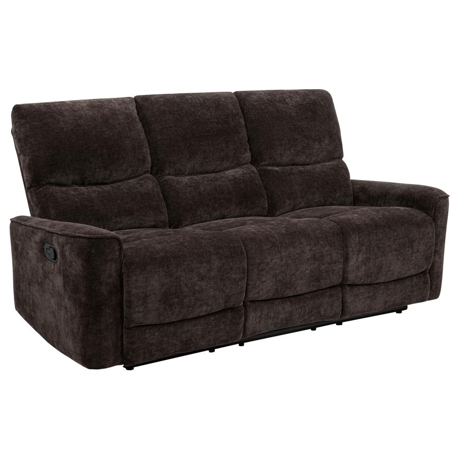 Navarro Chenille Upholstered Reclining Sofa Dark Brown view 4