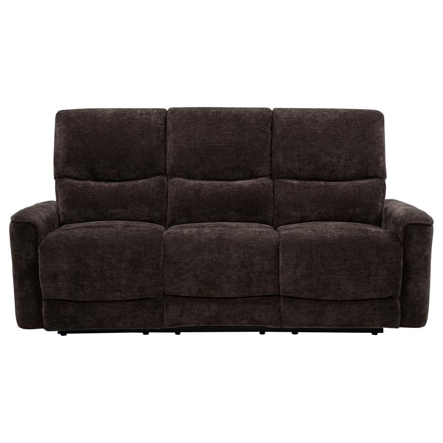 Navarro Chenille Upholstered Reclining Sofa Dark Brown view 6