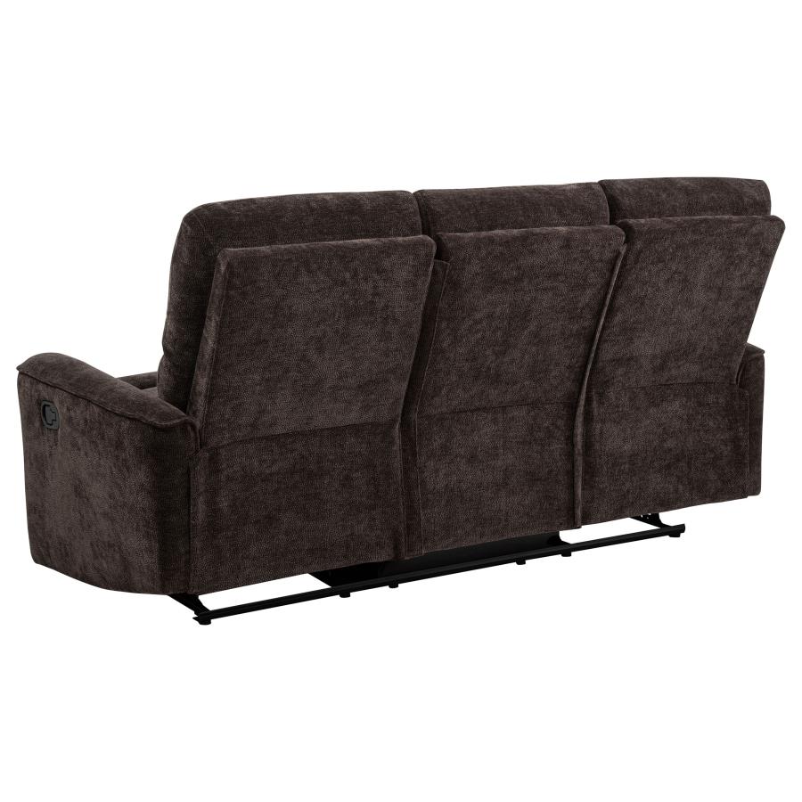 Navarro Chenille Upholstered Reclining Sofa Dark Brown view 7