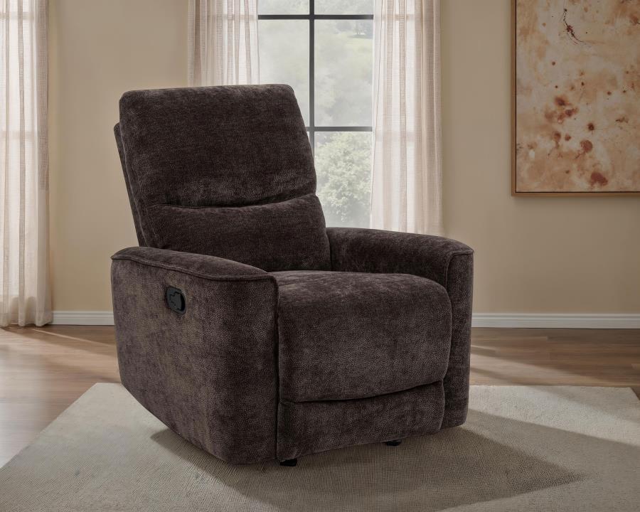 Navarro Chenille Upholstered Glider Recliner Dark Brown view 2