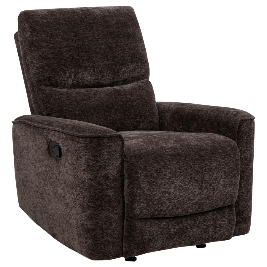 Navarro Chenille Upholstered Glider Recliner Dark Brown view 4