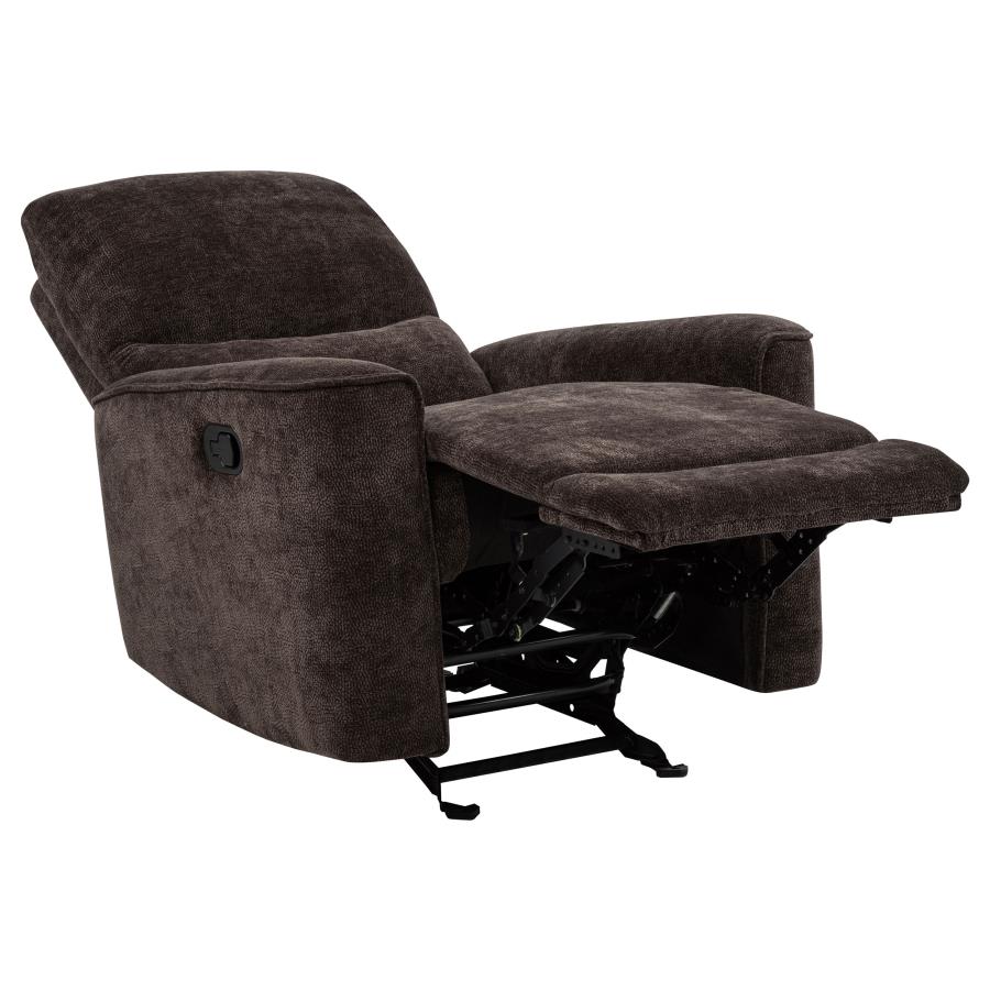 Navarro Chenille Upholstered Glider Recliner Dark Brown view 5